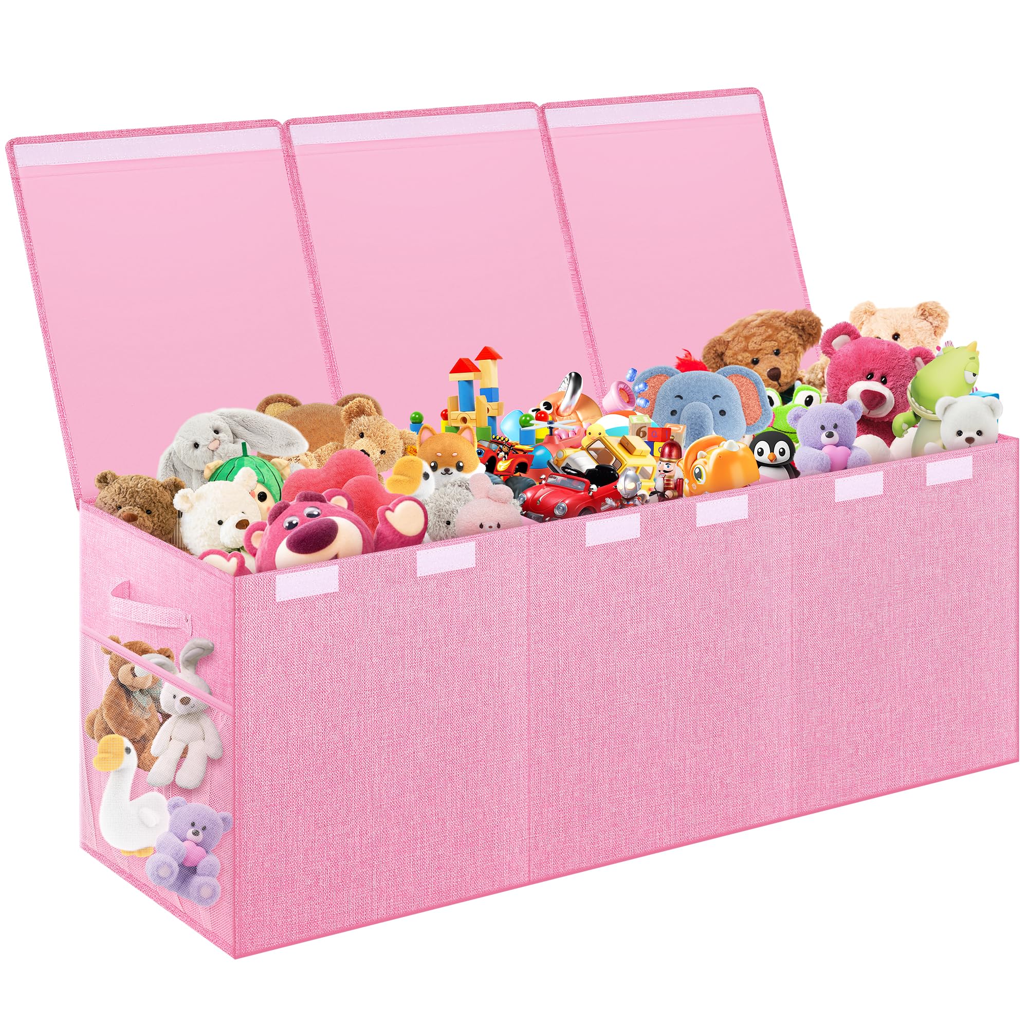 Mabahoo extra large toy box front view shows spacious capacity for plush toys and books.