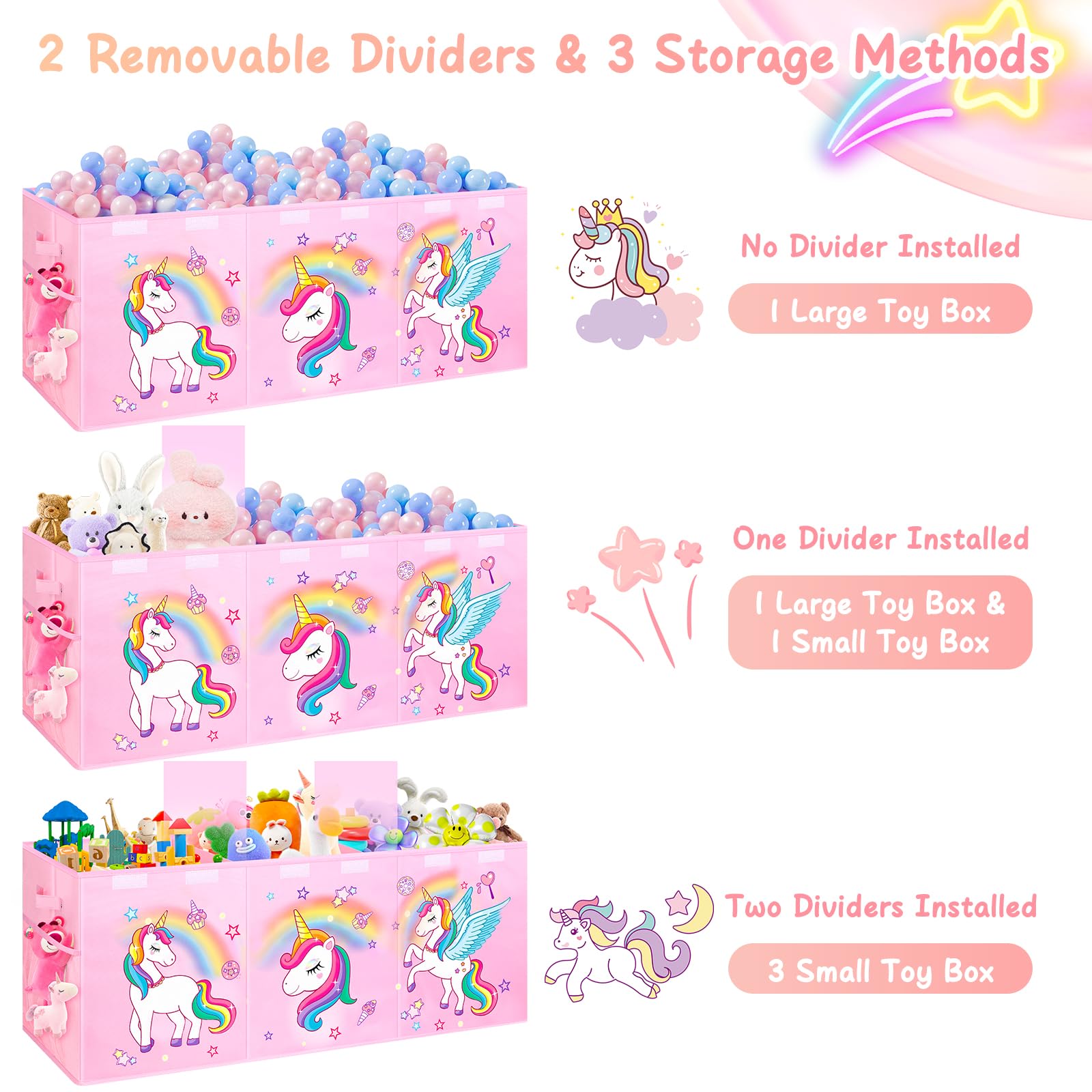 Mabahoo toy chest foldable for compact storage pink