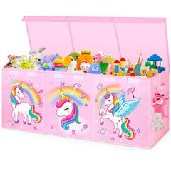 Mabahoo extra large toy chest front view pink for organized toy storage