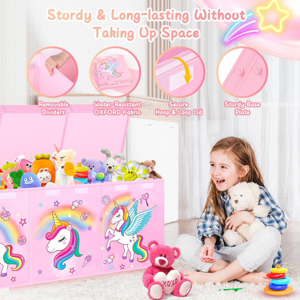Mabahoo toy chest side mesh pockets pink quick access small items
