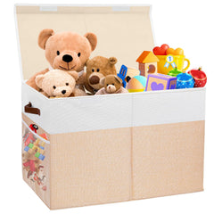 Mabahoo large toy storage box with lid keeps toys organized and dust-free.