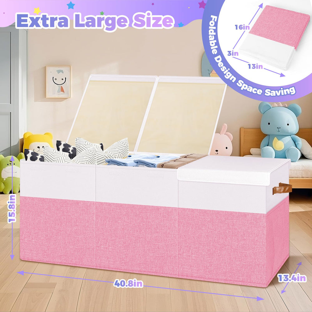 Mabahoo large toy storage in living room helps maintain a tidy space.