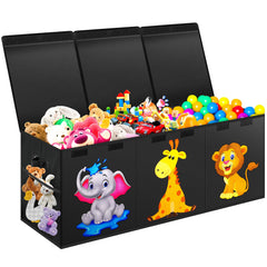 Mabahoo toy box front view with lid showing spacious organized storage