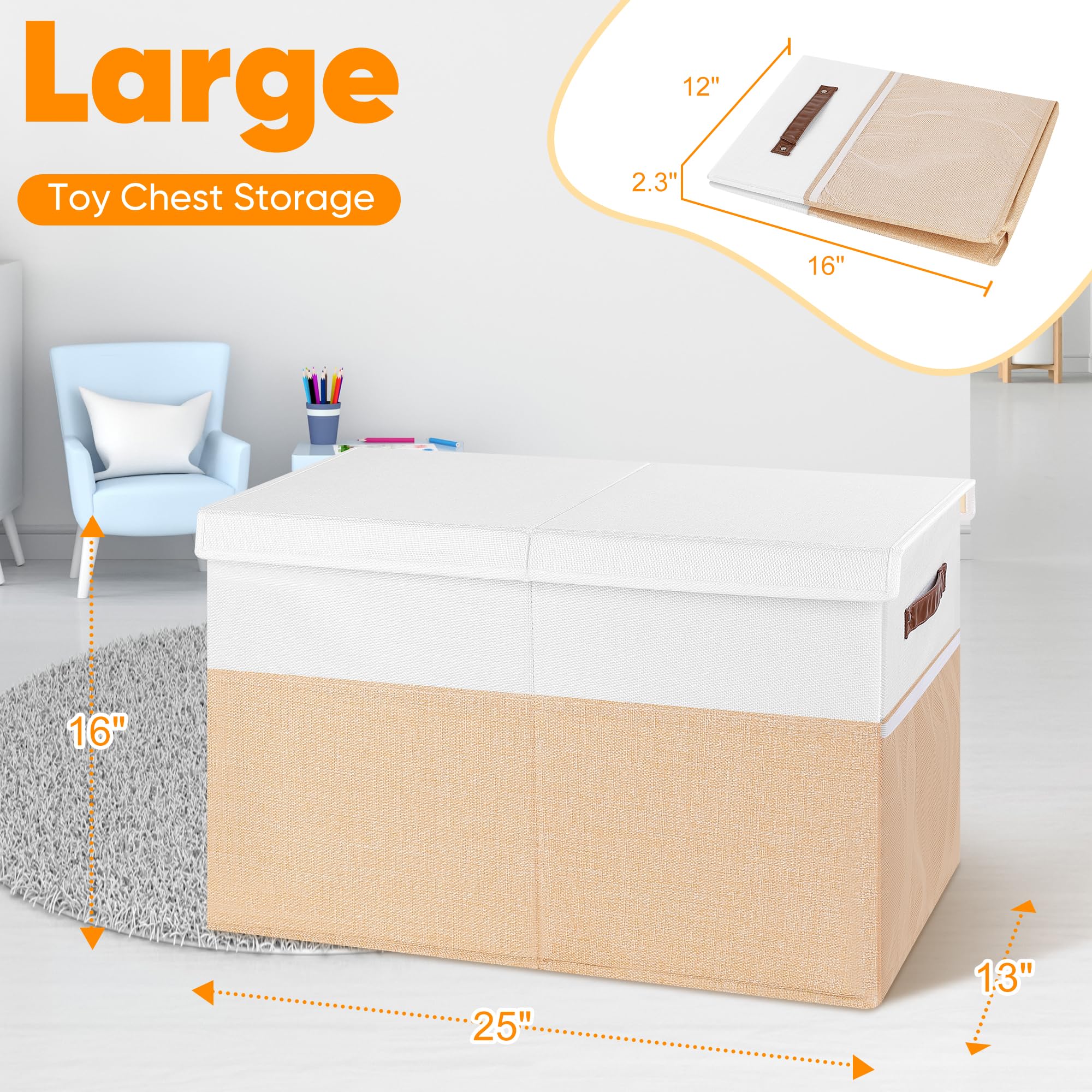 Mabahoo toy box full 85L capacity for plush toys and blankets
