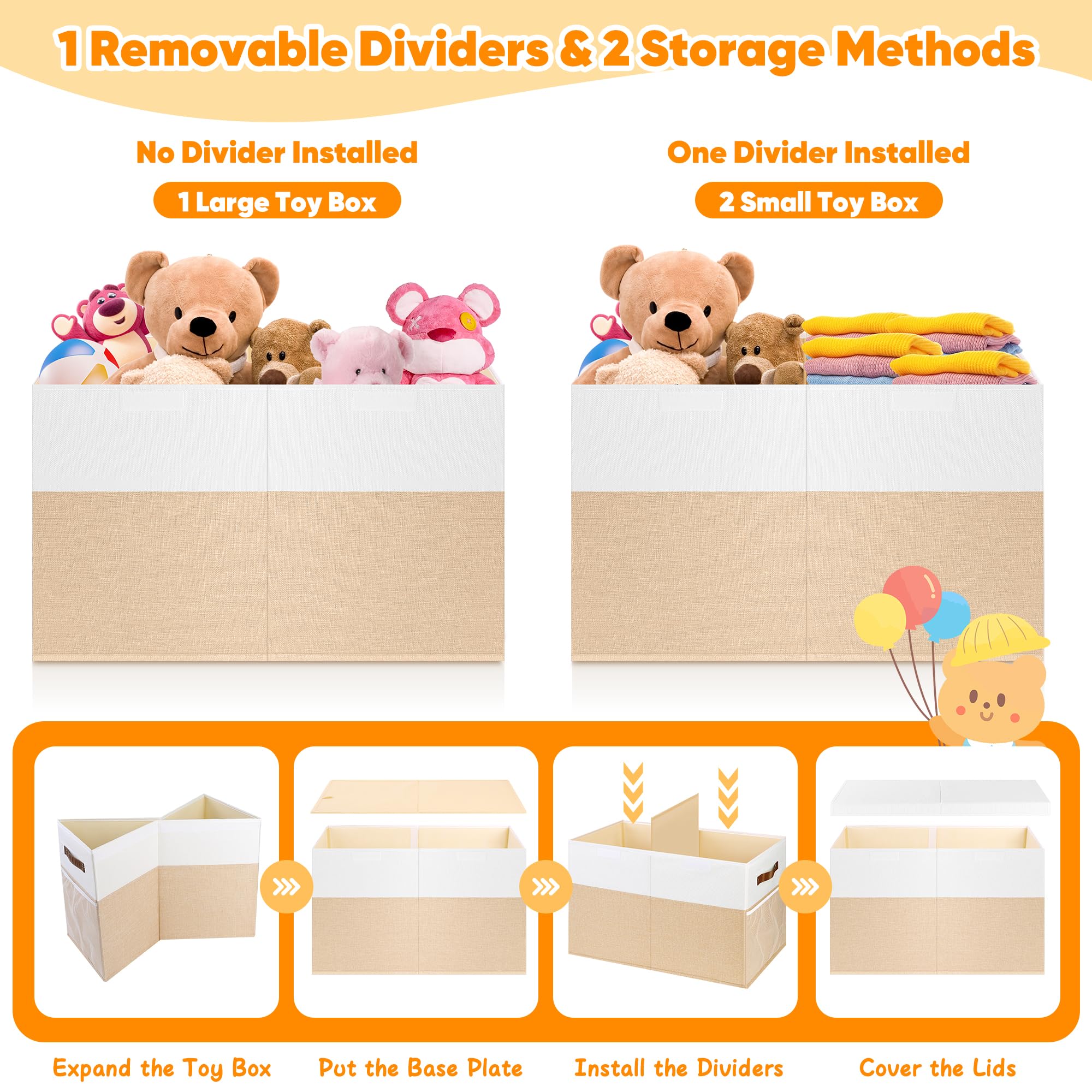 Mabahoo toy box handles facilitate moving from room to room