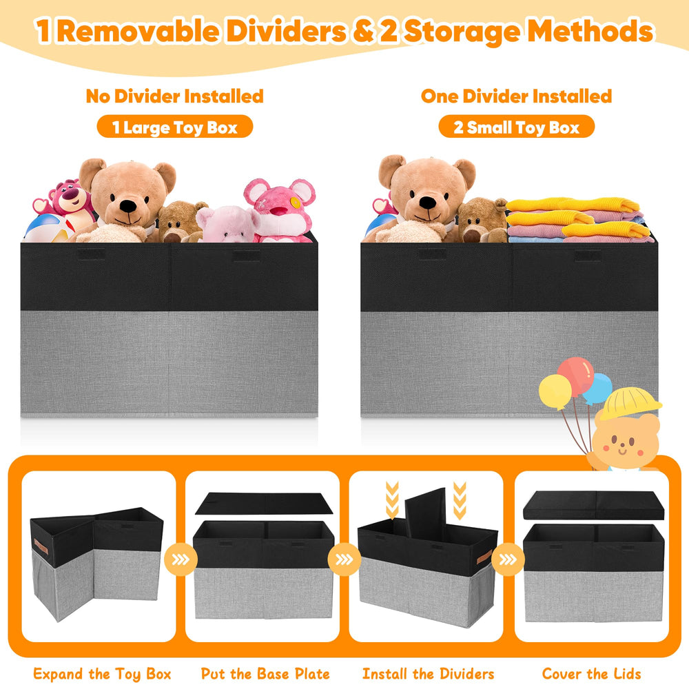 Mabahoo toy box in living room demonstrates versatile storage for toys and blankets.