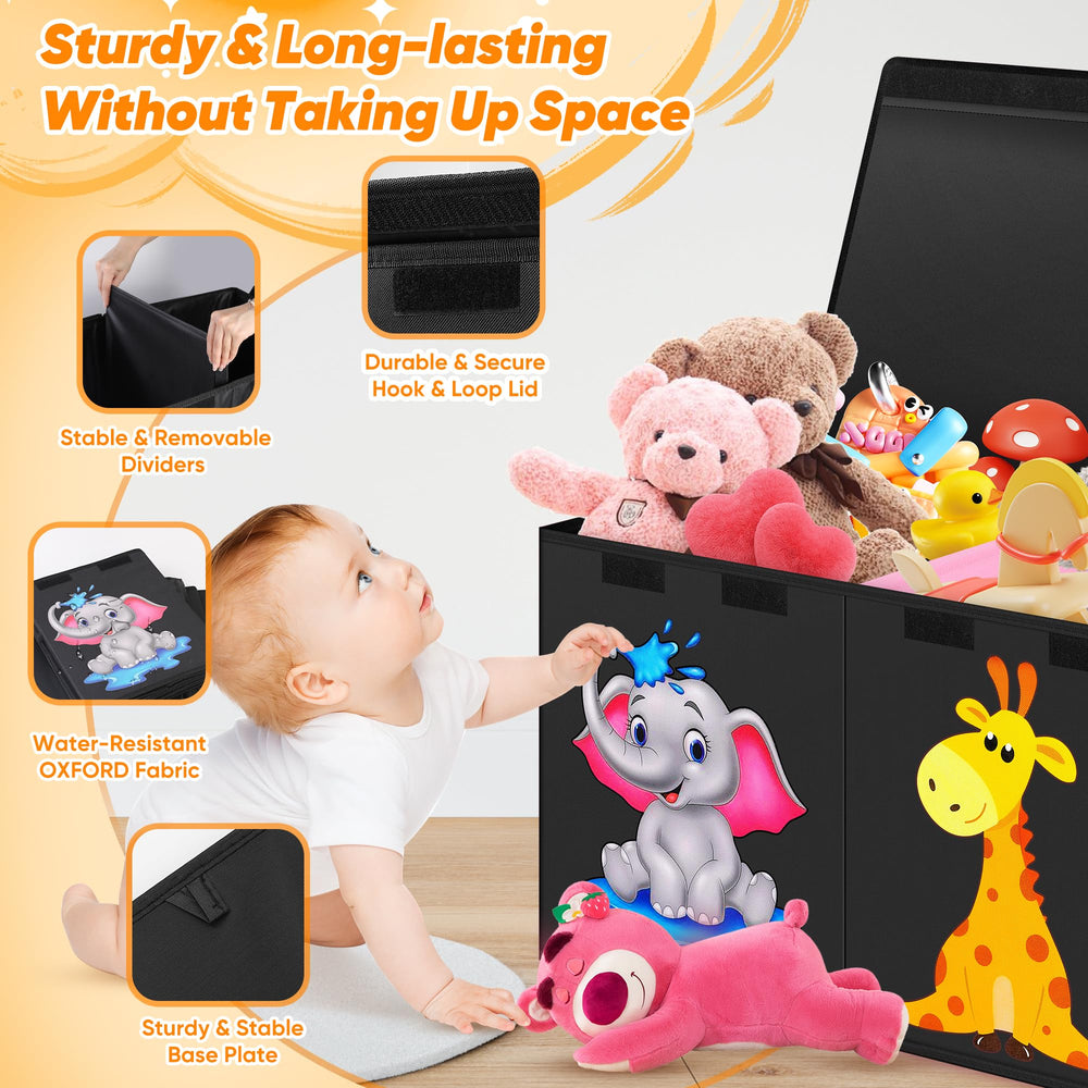 Mabahoo toy box interior with removable dividers for easy item separation