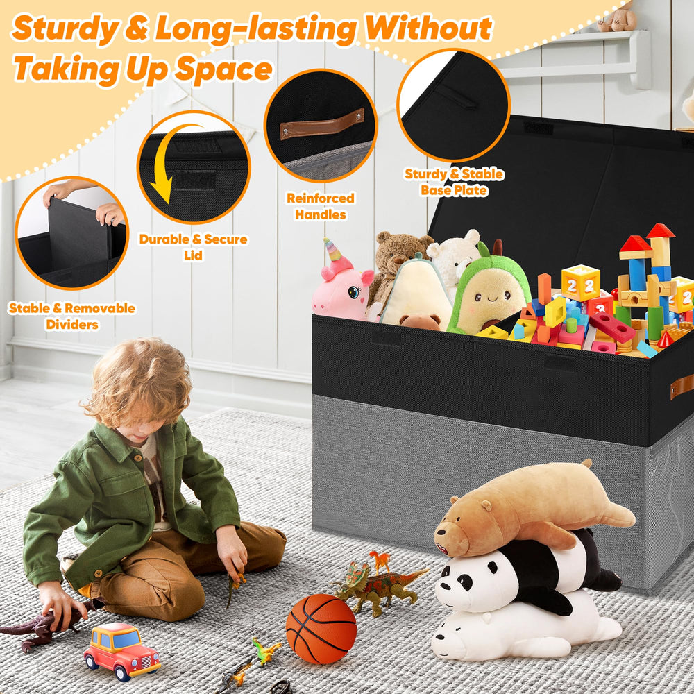Mabahoo toy box side mesh pocket stores small items within reach.