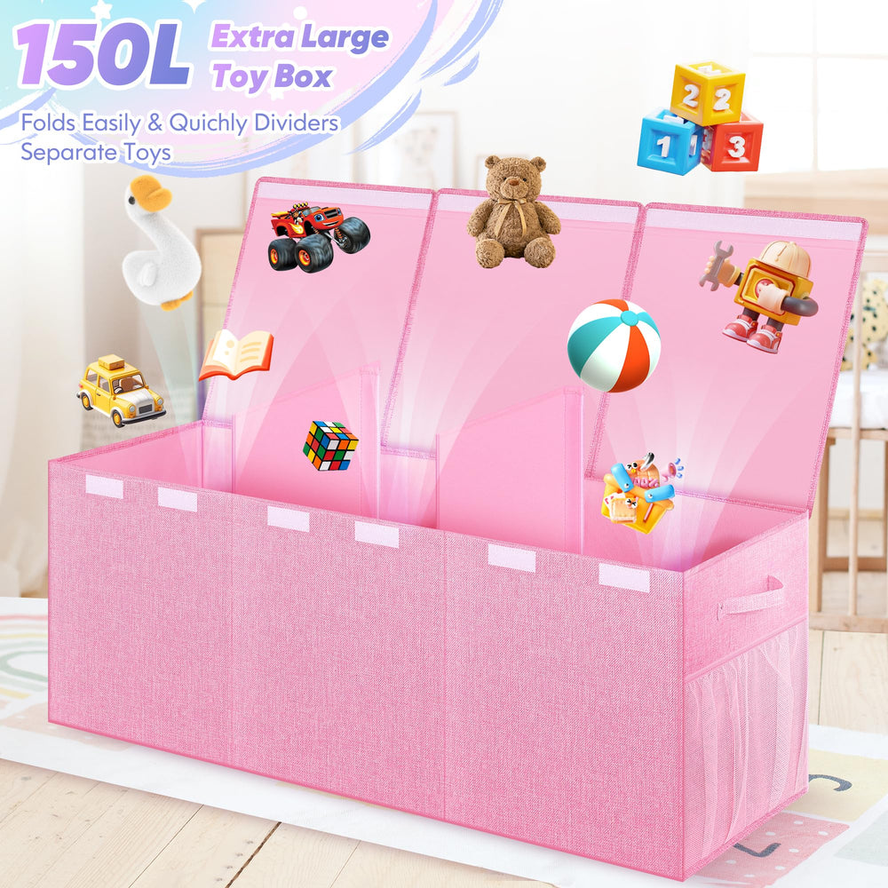 Mabahoo toy box side with mesh pockets keeps small accessories within easy reach.