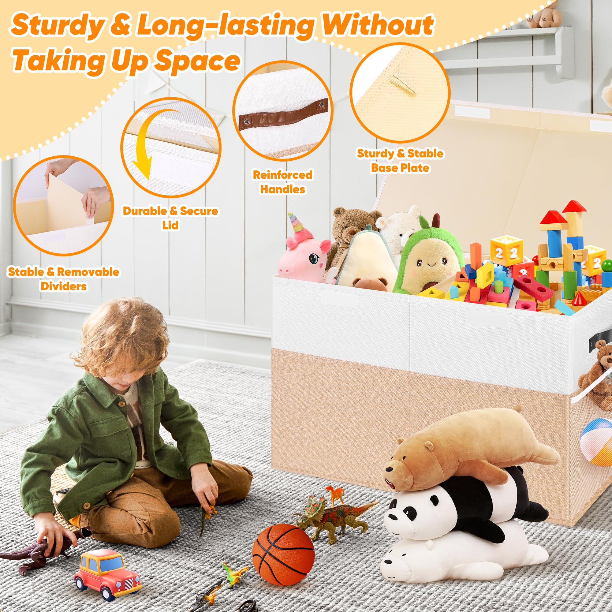 Mabahoo toy box side mesh pocket for small items