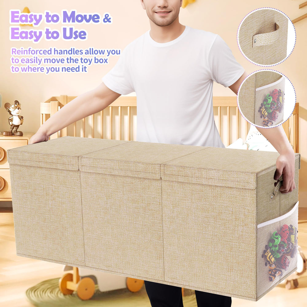 Mabahoo stackable toy box with sturdy bottom and top support