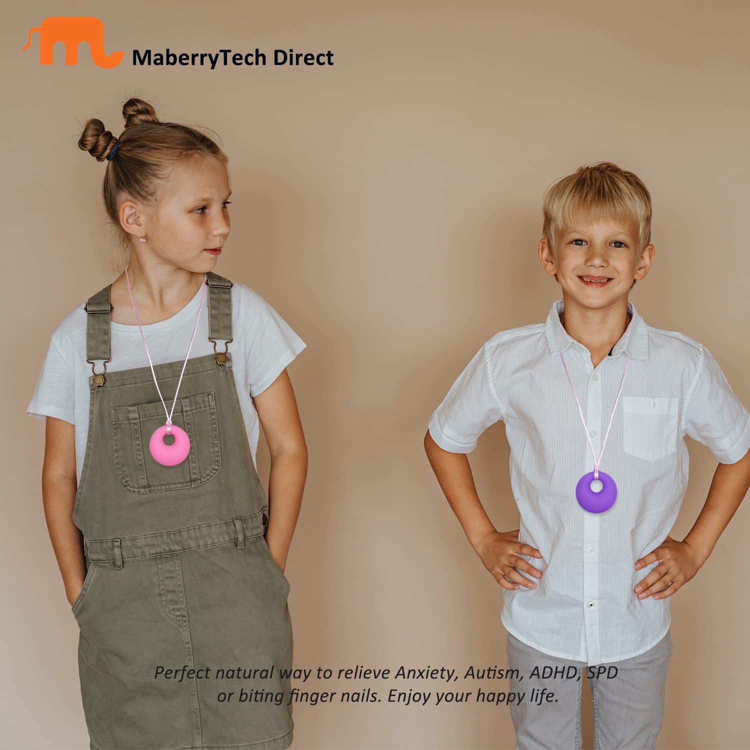 MaberryTech Direct mermaid chew necklace supports calm moments in travel.