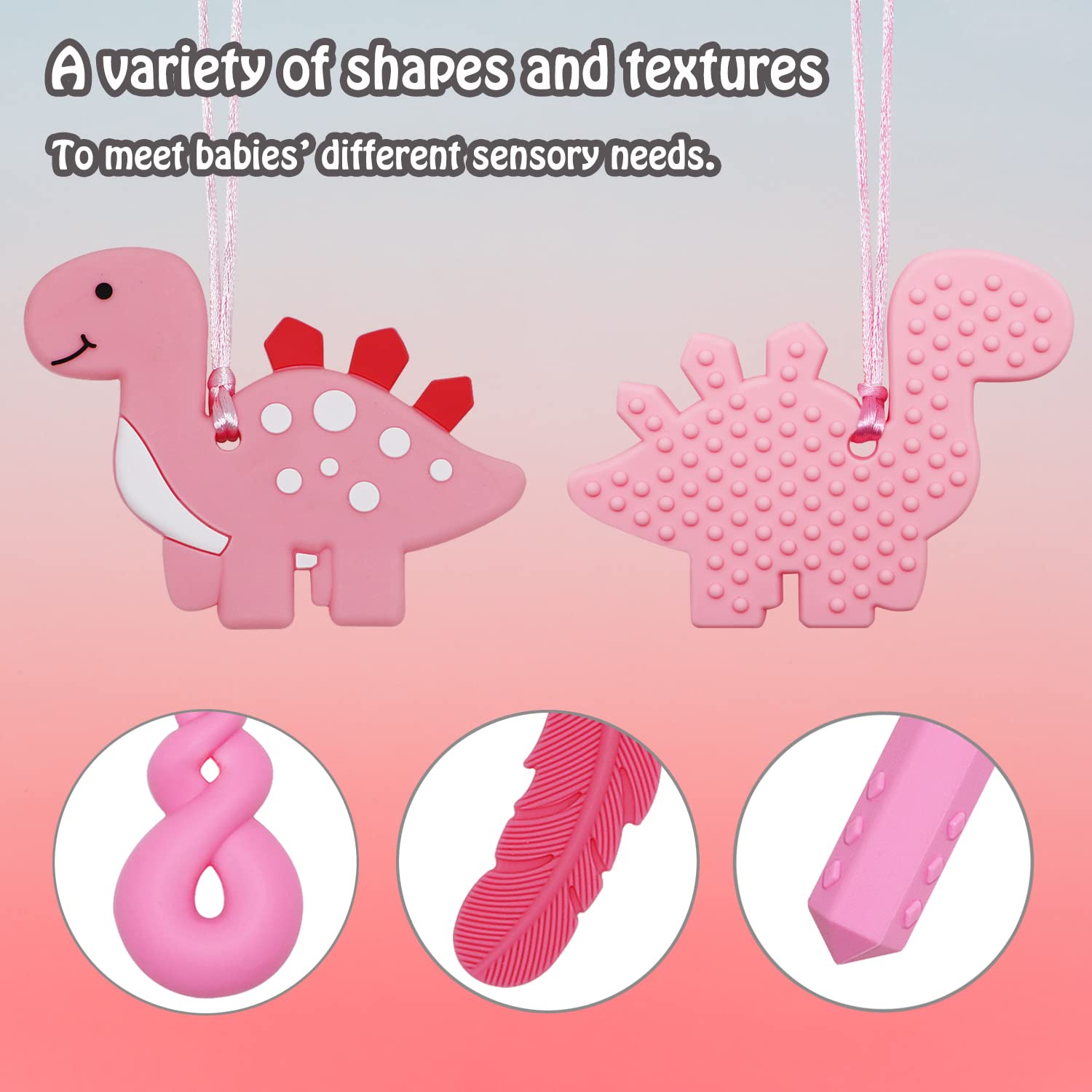MaberryTech Direct chew necklace diamond highlights tactile texture for anxiety relief.