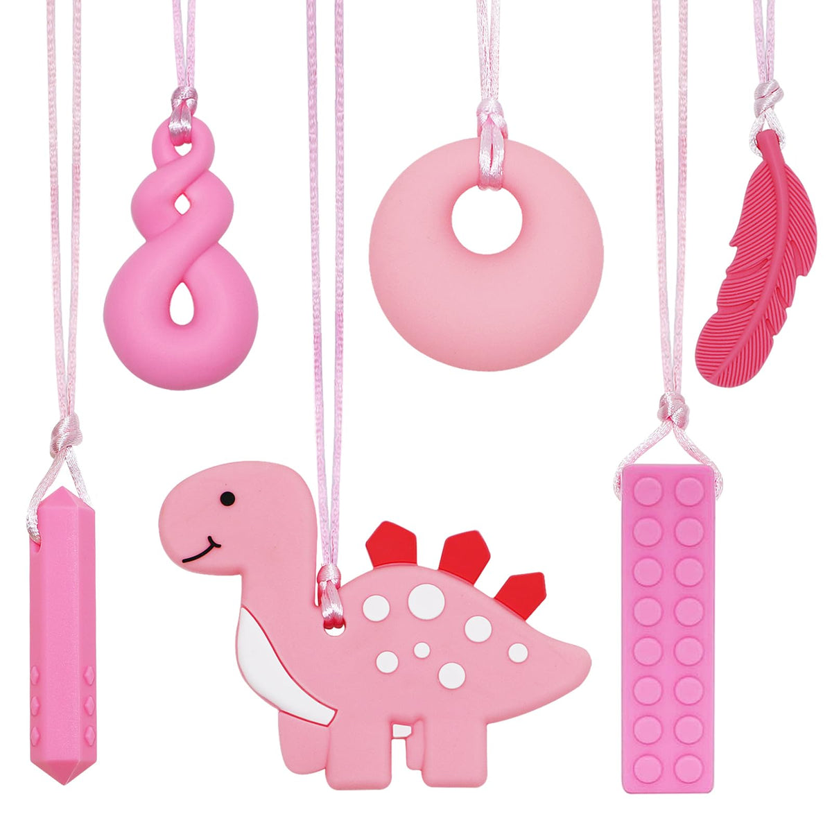 MaberryTech Direct chew necklace dinosaur shows a safe sensory tool for focus and calm.
