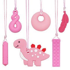 MaberryTech Direct chew necklace dinosaur shows a safe sensory tool for focus and calm.