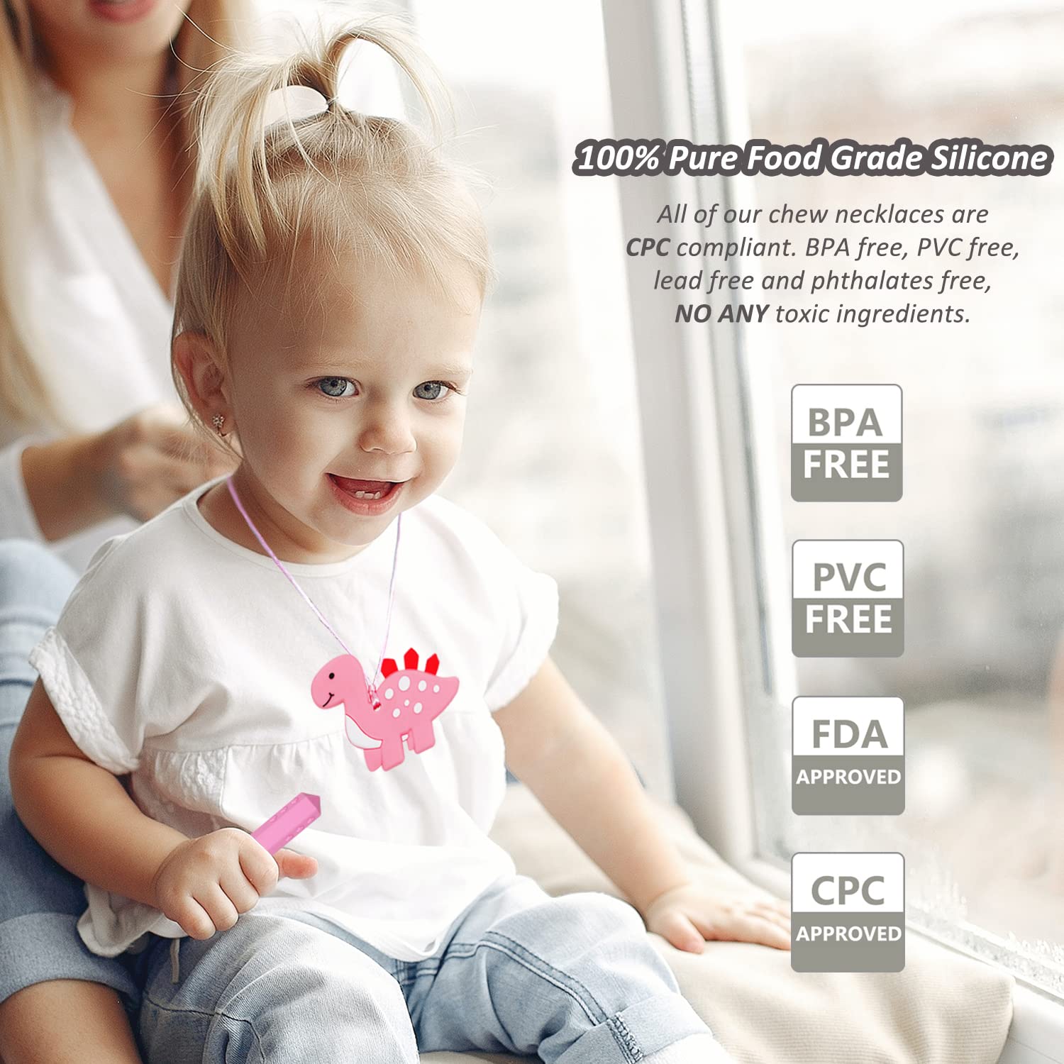 MaberryTech Direct chew necklace donut provides safe outlet for stress during overwhelm.