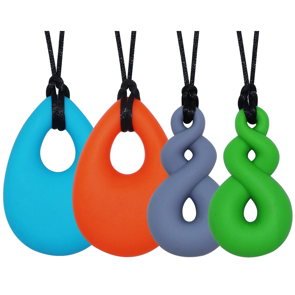 MaberryTech Direct chew necklace teardrop shape from the 4-pack for focus.