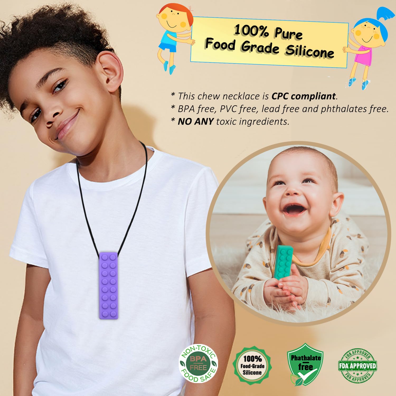 MaberryTech Direct easy-to-clean silicone necklace under running water