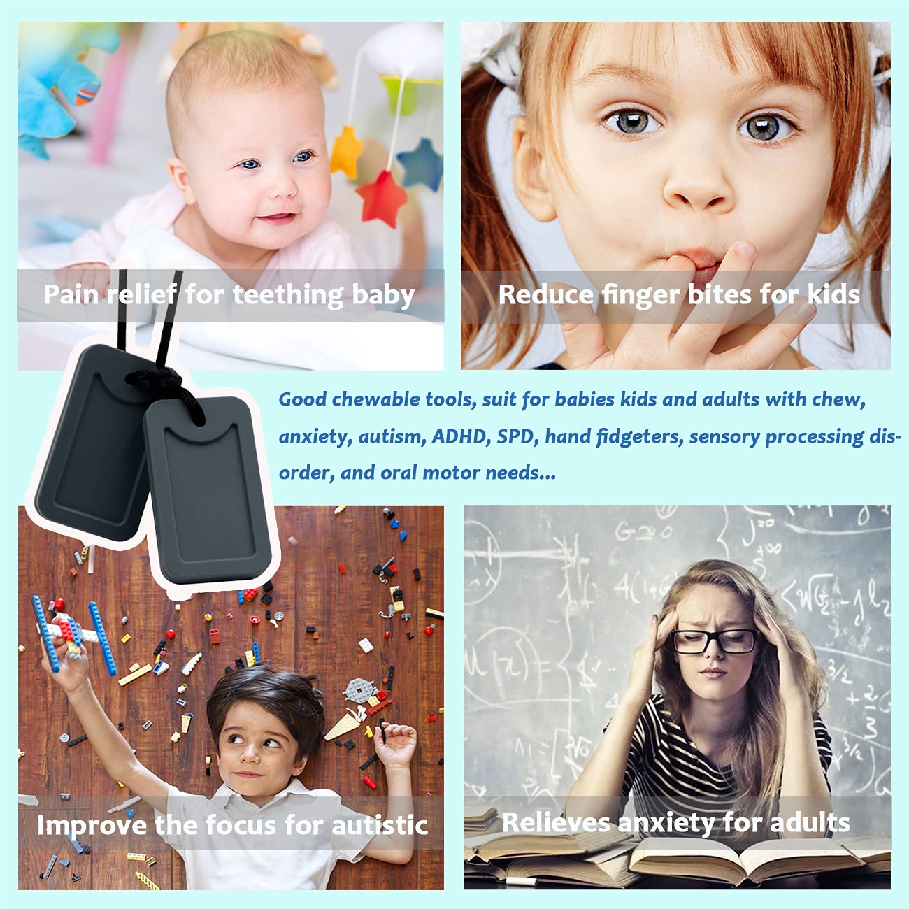 MaberryTech Direct sensory chew necklace feather eases anxious transitions