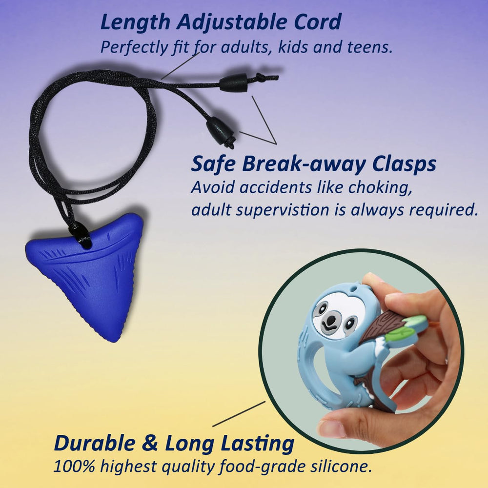 MaberryTech Direct shark tooth silicone pendant supports chew-friendly focus and calm