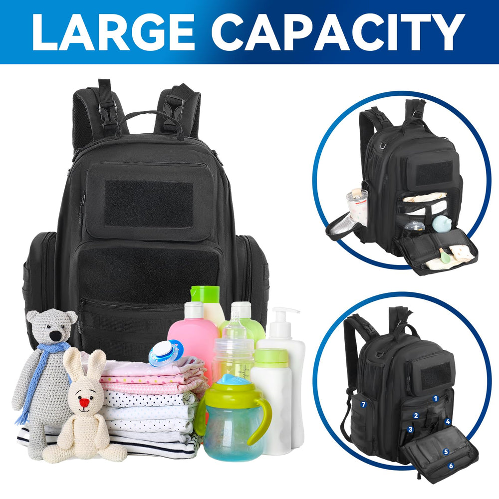MABOZOO diaper bag backpack large capacity fits bottles, diapers, wipes and more.