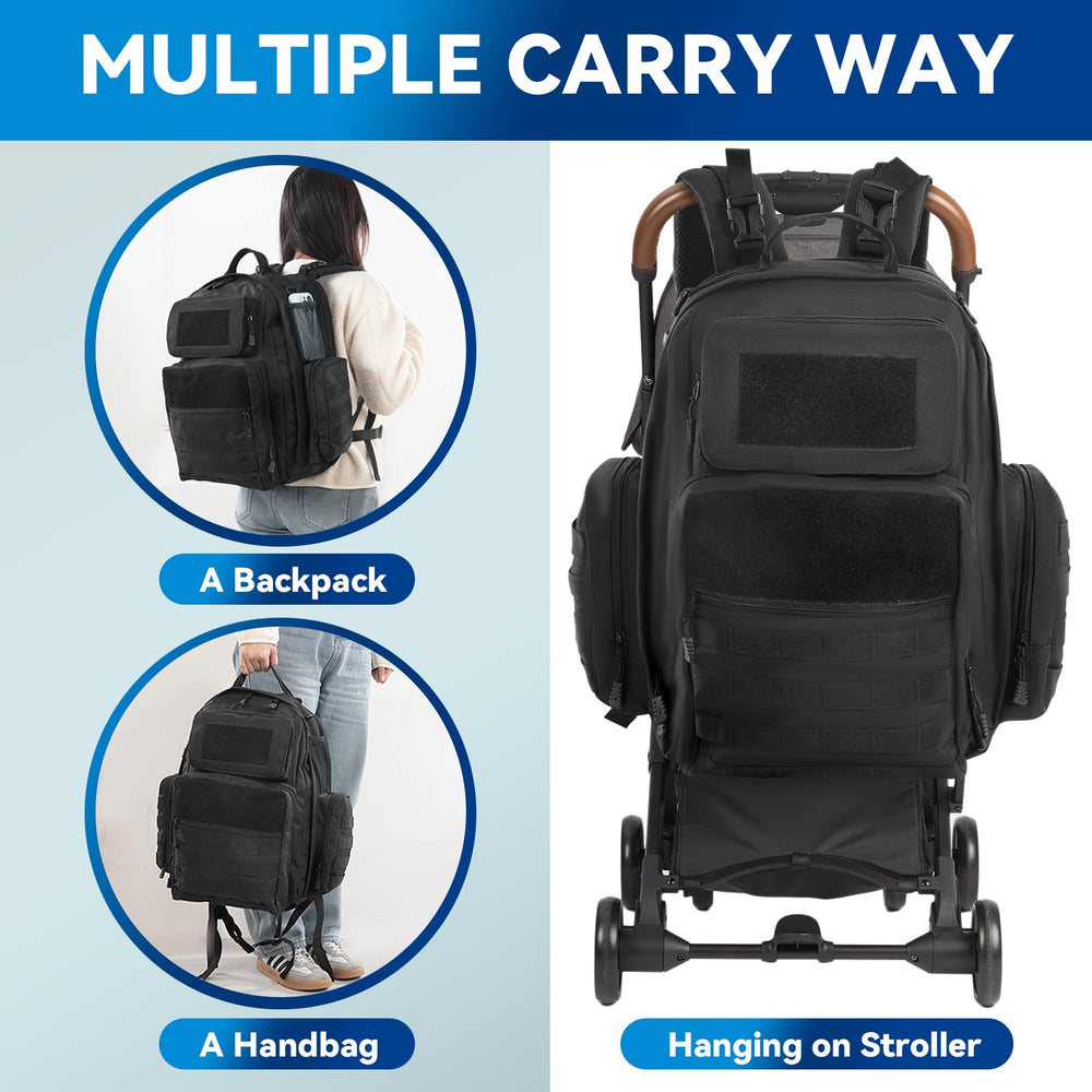 MABOZOO diaper bag backpack MOLLE system enables versatile gear attachment.