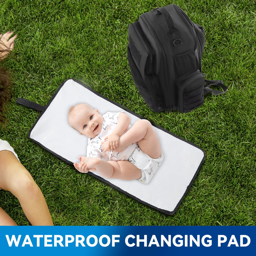 MABOZOO diaper bag backpack side view shows durable, PVC-free material for everyday use.