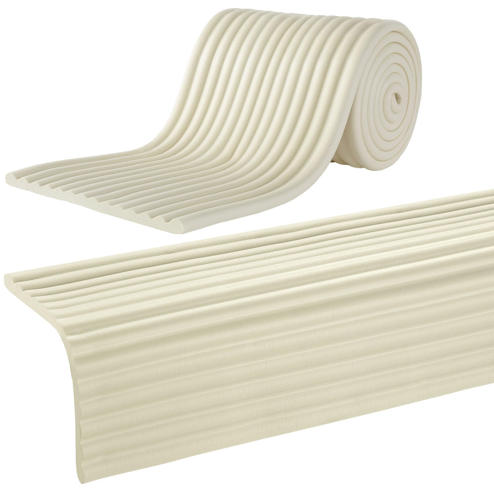 MABOZOO fireplace edge cushion closeup cream shows soft edge protection for kids.