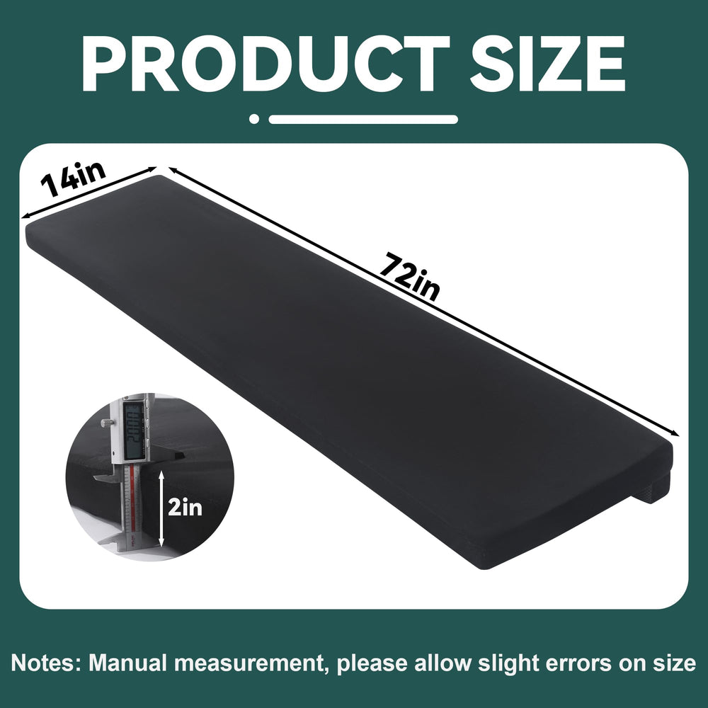MABOZOO edge pad demonstrates a 72x14 size for safe fireplace seating.
