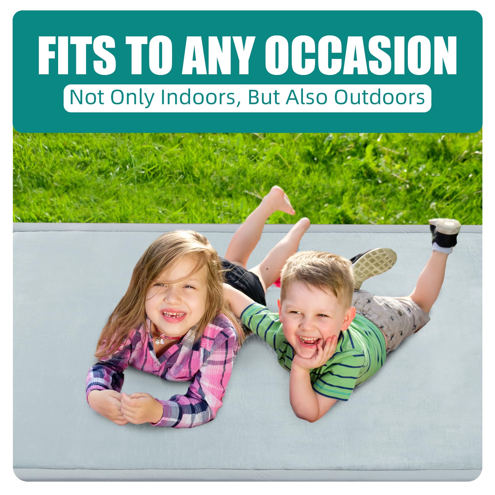 MABOZOO indoor-outdoor friendly mat fits any play area.