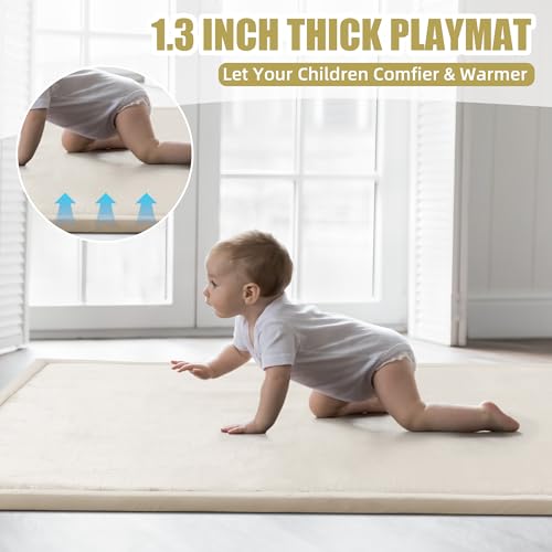MABOZOO rounded-edge play mat protects tiny hands during activities.