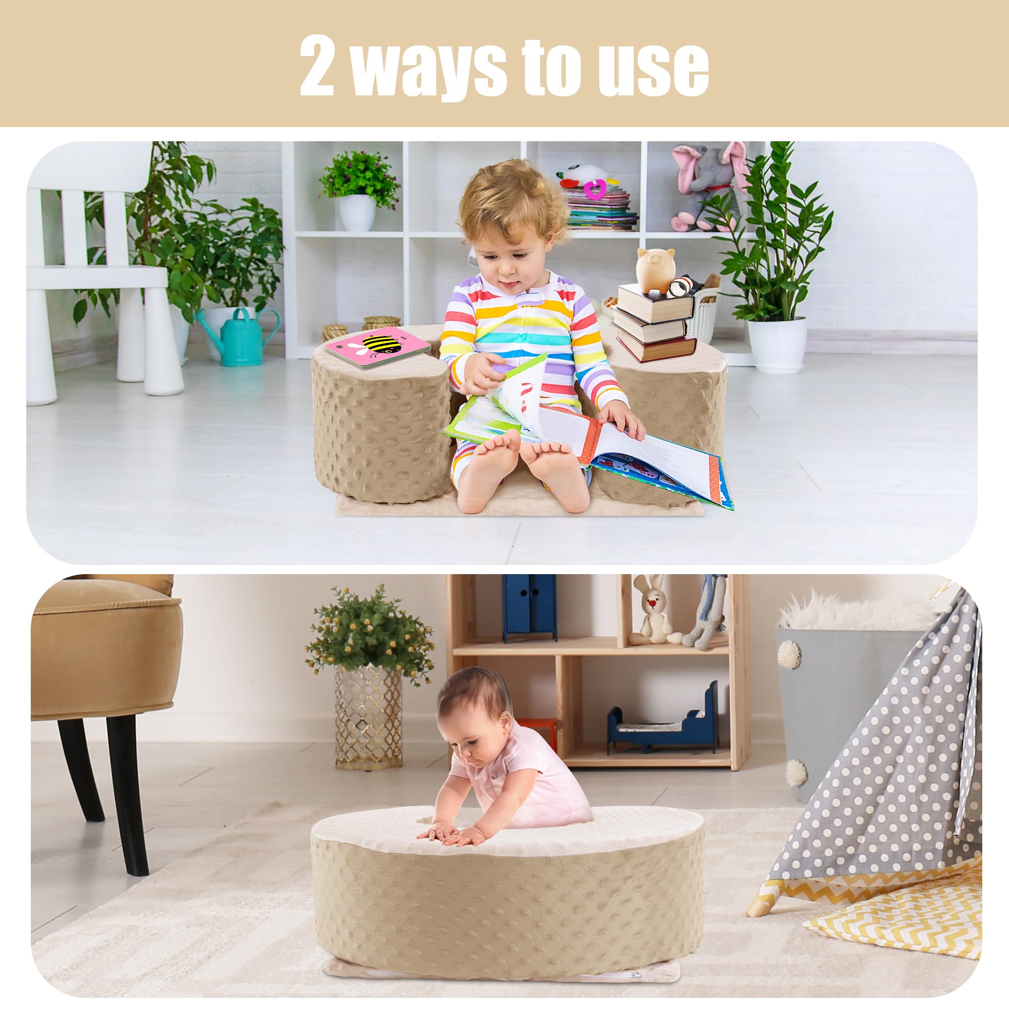 MABOZOO Sit Up Pillow 3D dot fabric delivers soft touch for delicate skin during play.