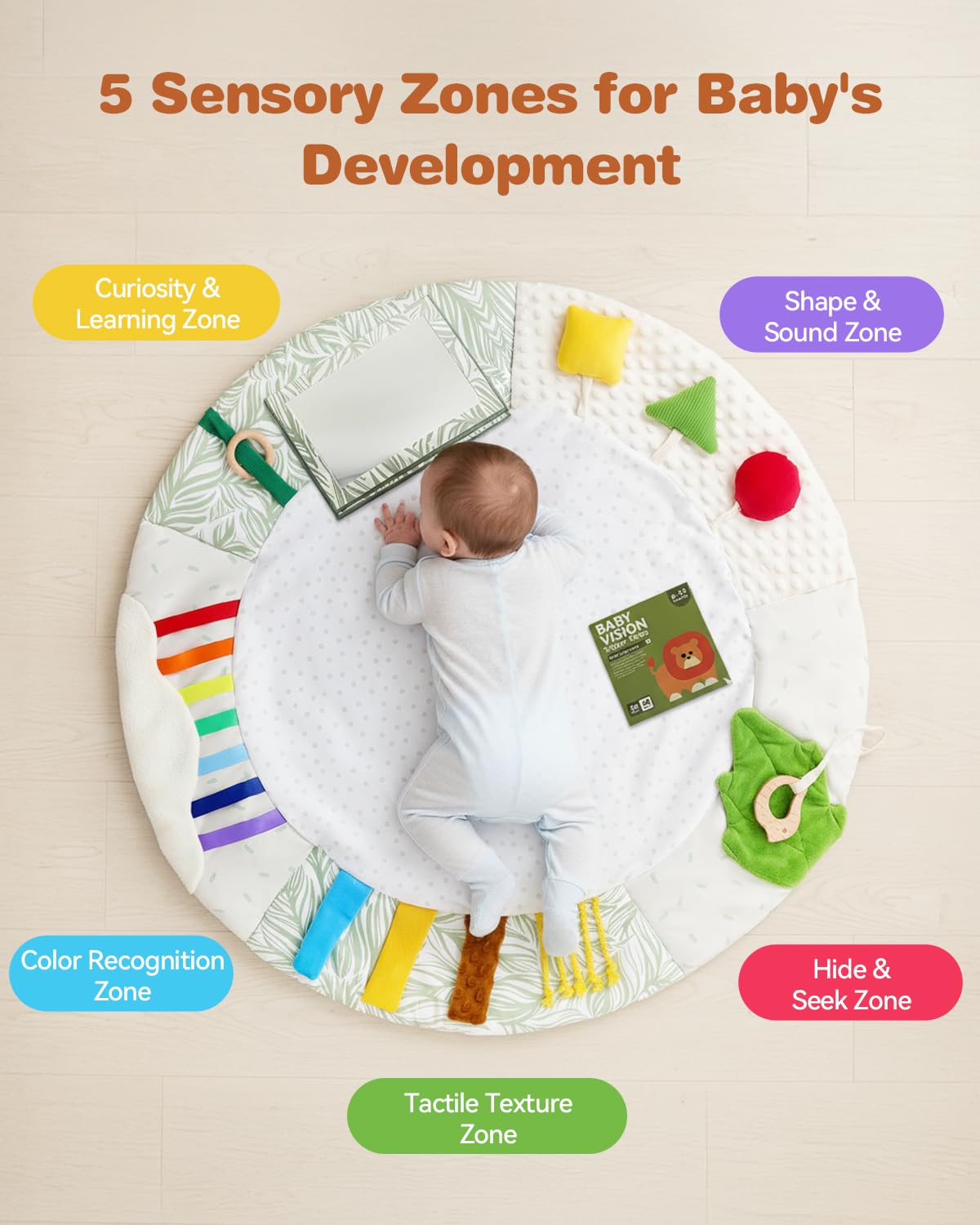 Macabaka baby-safe mirror toy promotes visual tracking and curiosity.