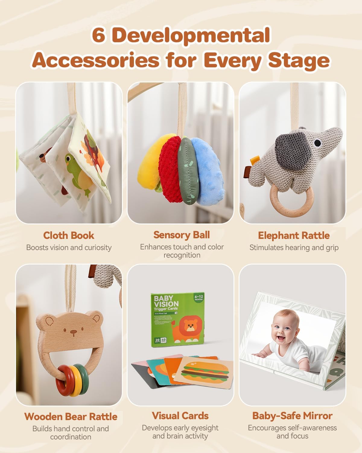 Macabaka elephant rattle encourages grasping and auditory awareness.