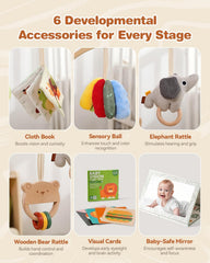 Macabaka elephant rattle encourages grasping and auditory awareness.