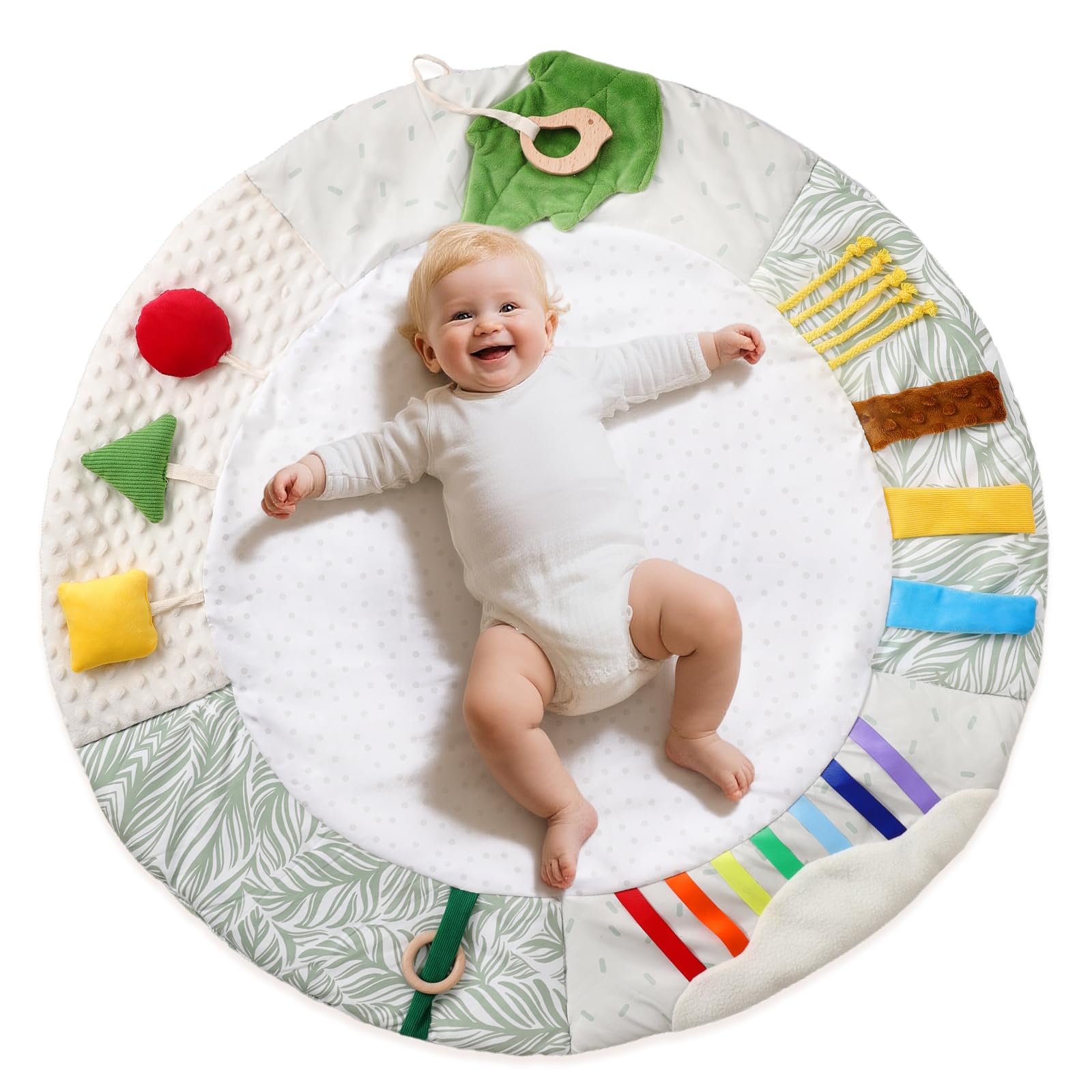 Macabaka montessori baby play mat front view promoting safe tummy time and early exploration.