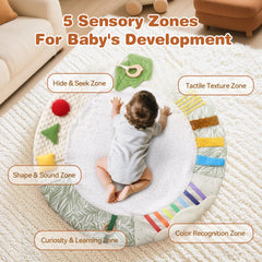 Macabaka montessori baby play mat color-recognition zone supports visual development and pattern discovery.