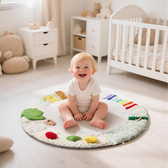 Macabaka montessori baby play mat tummy-time zone encouraging curiosity and cognitive exploration.