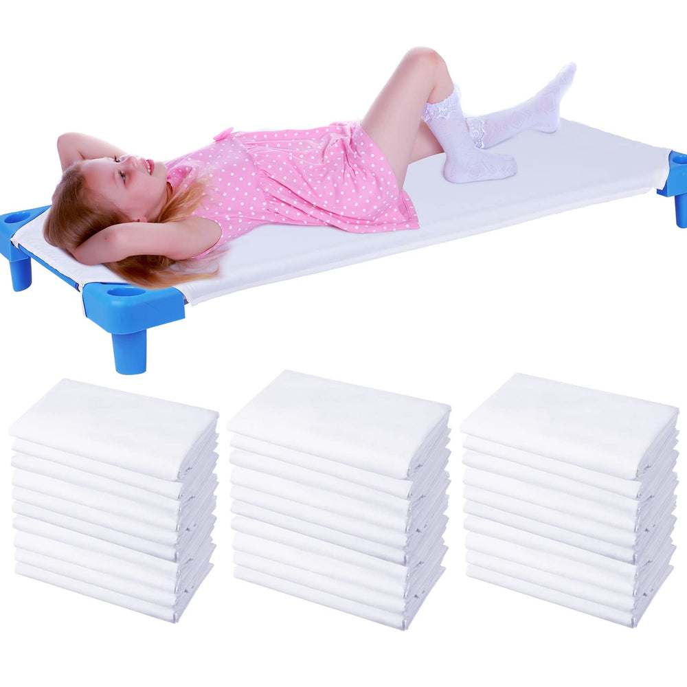 Macarrie daycare cot sheets with elastic corners for quick secure fit