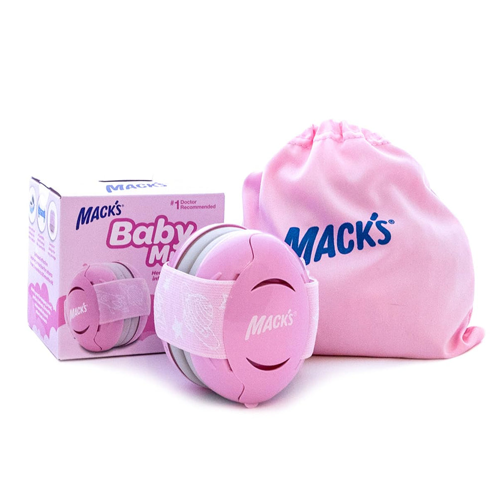 Mack's Baby Muffs pink earcups protect tiny ears at concerts