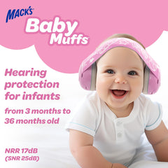Mack's Baby Muffs pink headband provides gentle, comfortable fit