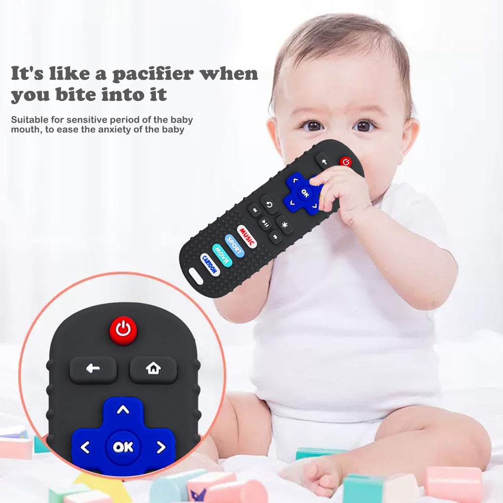 MACLUD remote teether uses 100% food-grade silicone for safe teething sessions