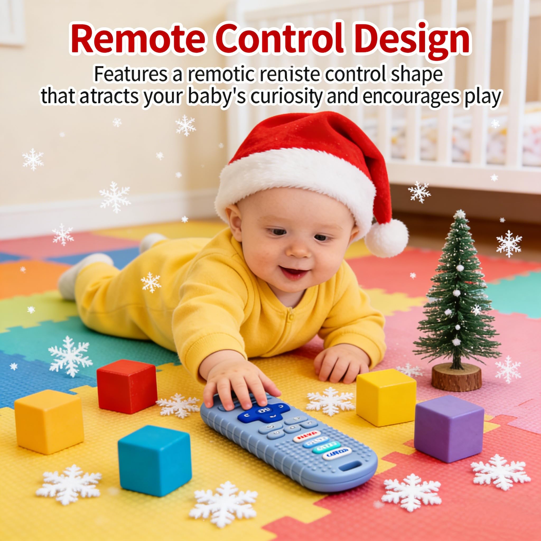 MACLUD remote teether three-pack in blue promotes easy grip and sensory exploration