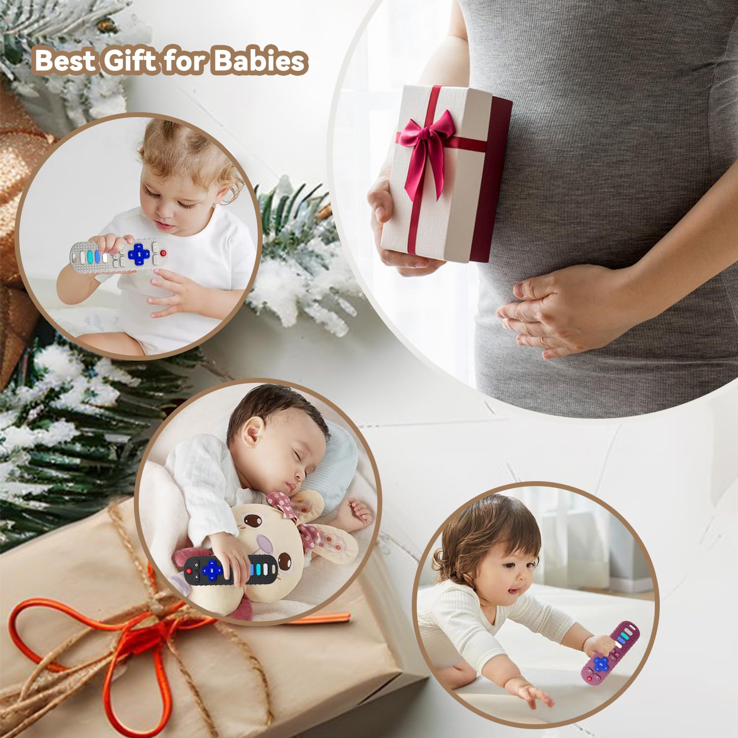MACLUD silicone teether with textured remote surfaces supports early grasping and chewing
