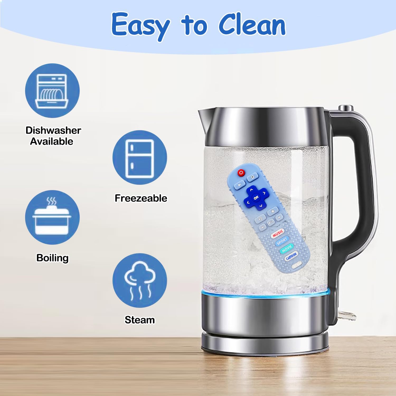 MACLUD teether silicone boil sterilization, safe sanitization option.