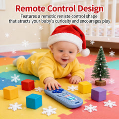 MACLUD teether remote trio gray, compact design ideal for travel and play.