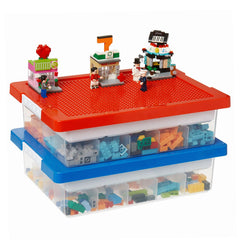 MACOPRO Toys Storage Box with baseplate lid offers stable Lego builds and easy cleanup.