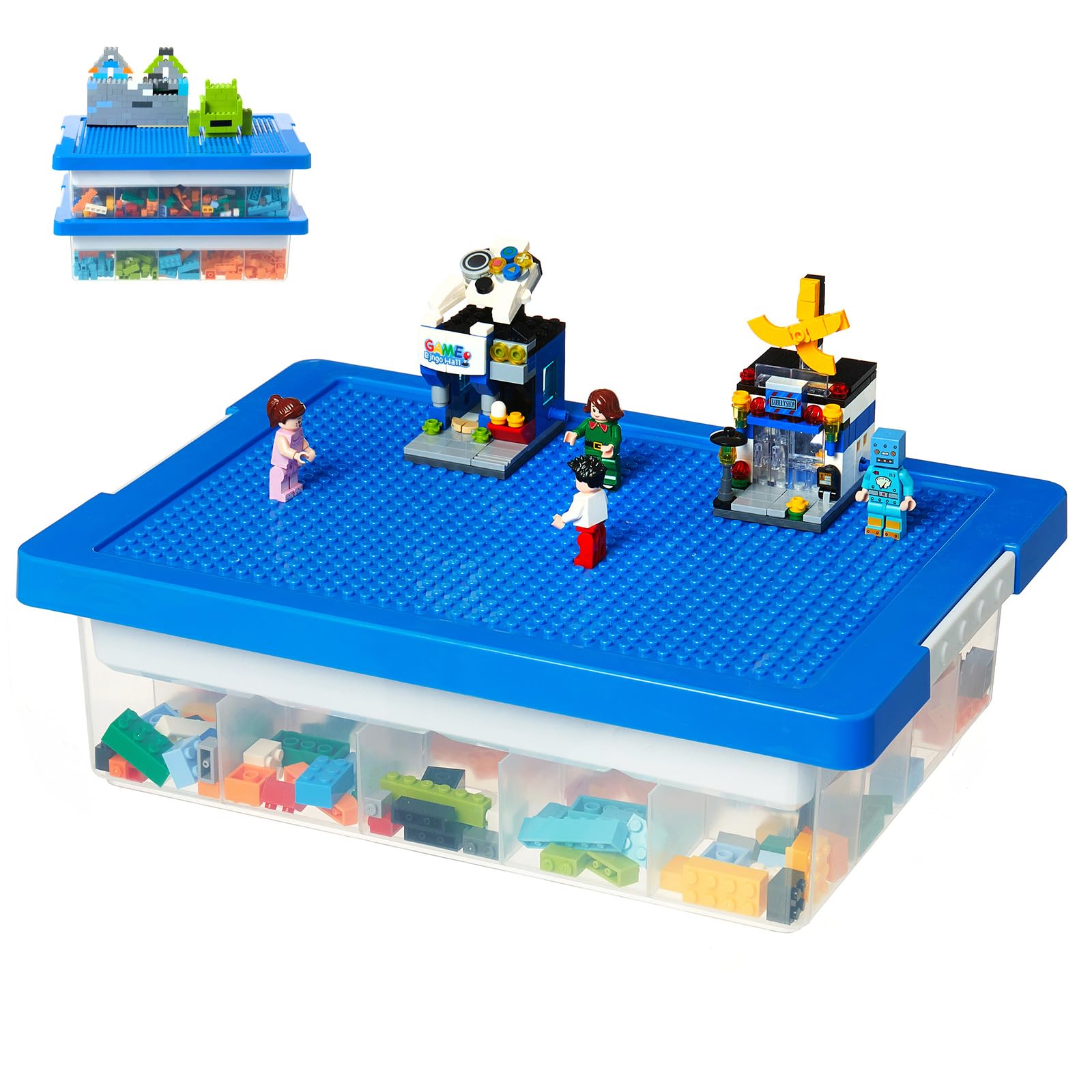 MACOPRO Toys Storage Organizer blue baseplate for stable brick builds.