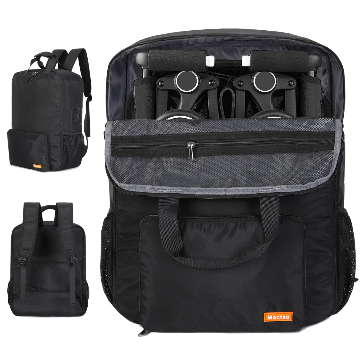 Mactso stroller travel bag for Pockit All-Terrain keeps gear organized for air travel.