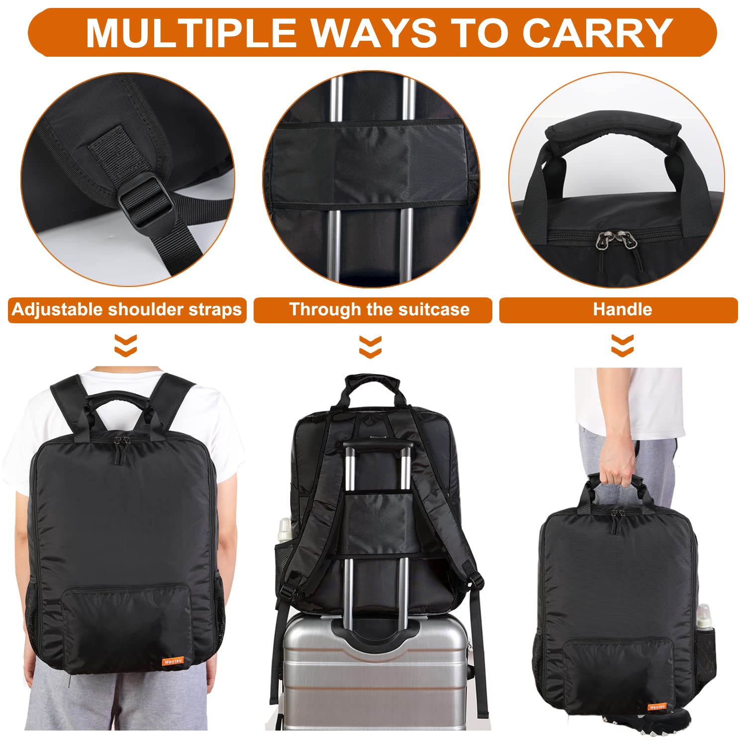 Mactso stroller travel bag suitcase webbing simplifies airport handling.